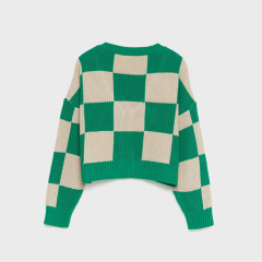 Check knitted cardigan