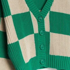 Check knitted cardigan