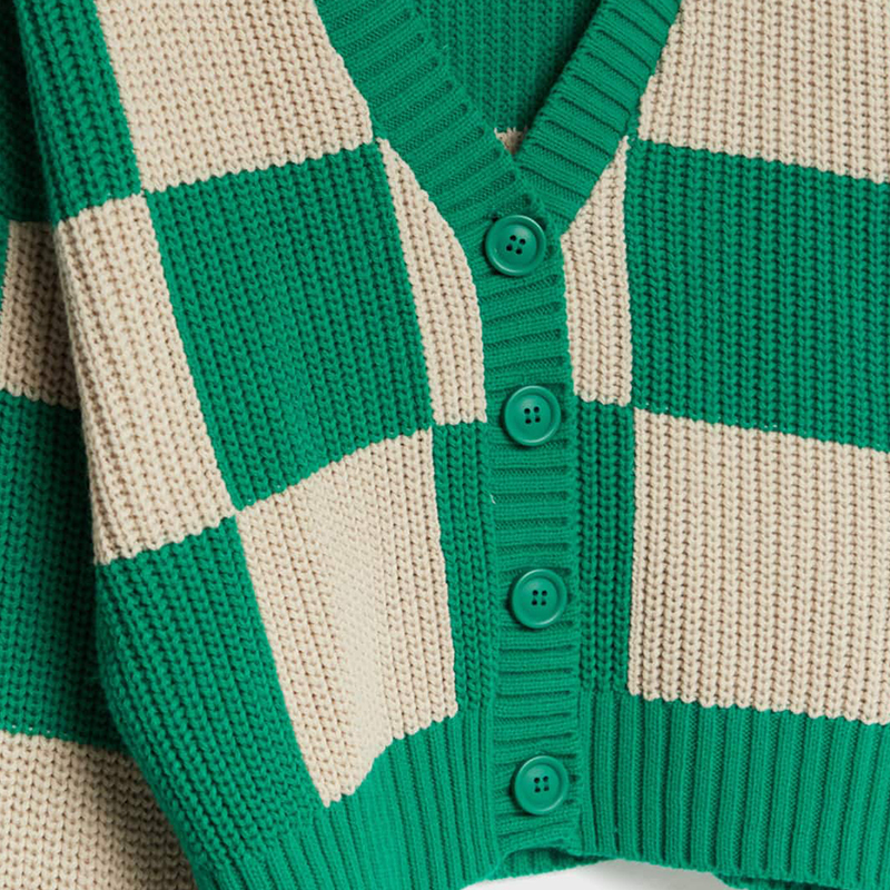 Check knitted cardigan