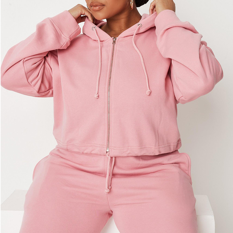 Zip cropped hoodie and joggers set