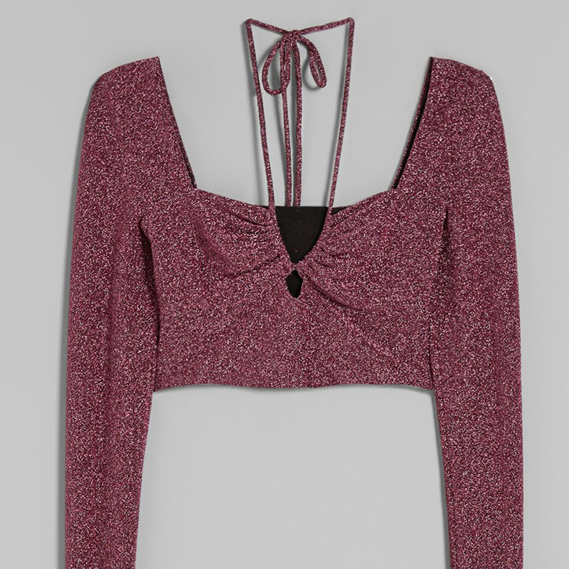 Long-sleeved mesh sling top