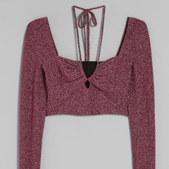 Long-sleeved mesh sling top
