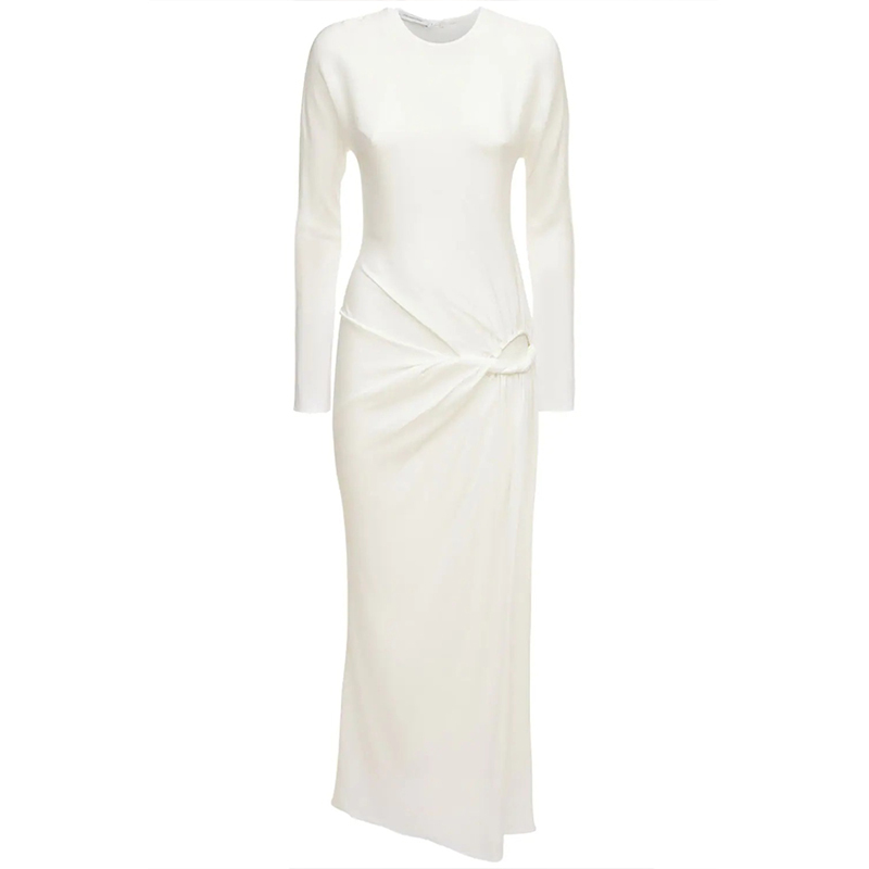 Pleated long sleeve dress