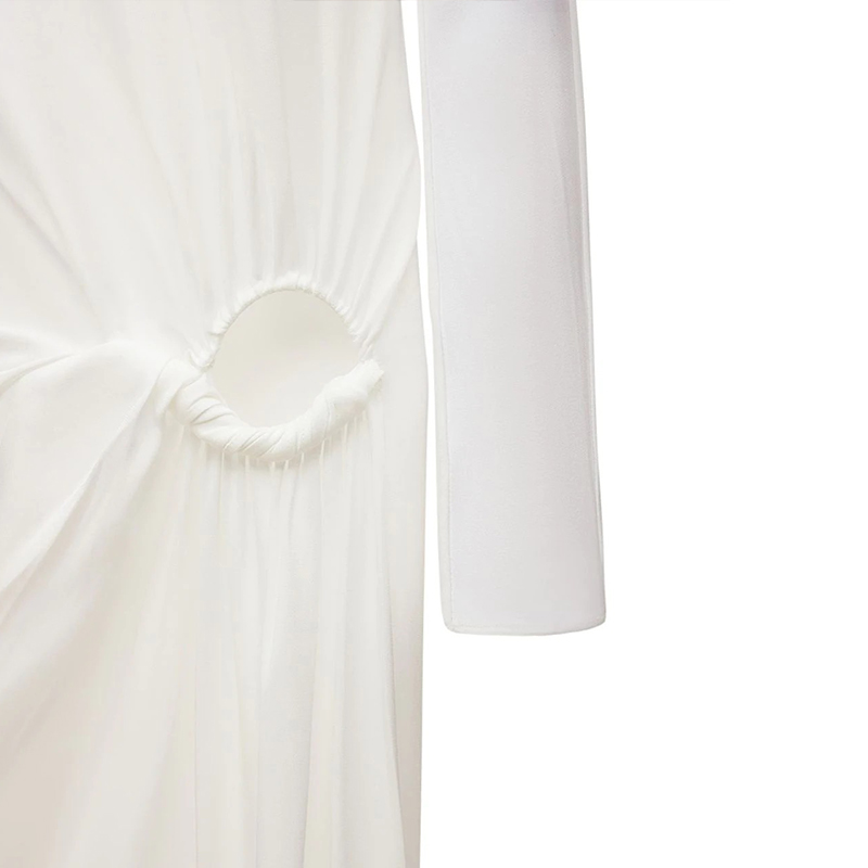 Pleated long sleeve dress