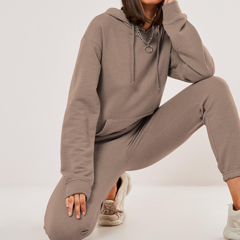 Mocha basic hoodie and jogger set