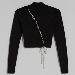Rhinestone strap sweater
