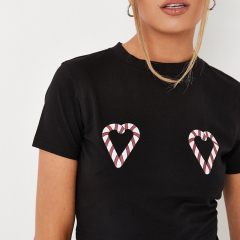 Candy cane heart print crop top