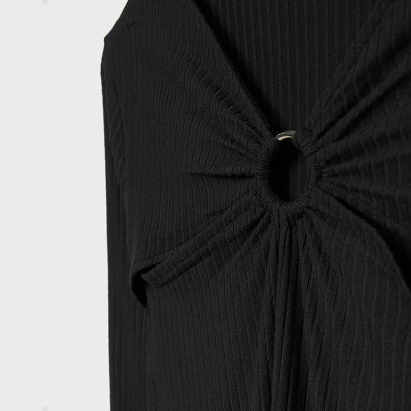 Hollow detail mid-length pencil dress