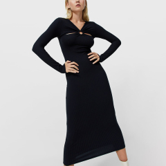 Hollow detail mid-length pencil dress