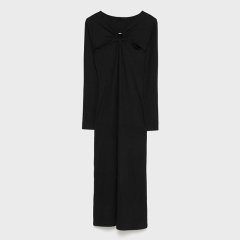 Hollow detail mid-length pencil dress