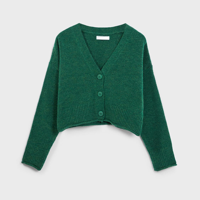 Green short cardigan