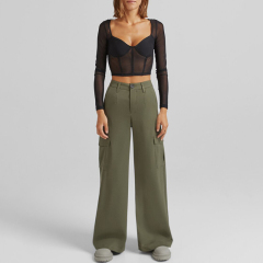 Tooling style wide-leg trousers