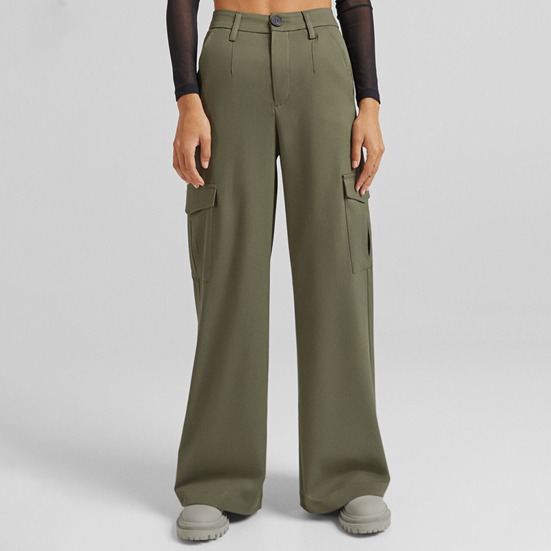 Tooling style wide-leg trousers