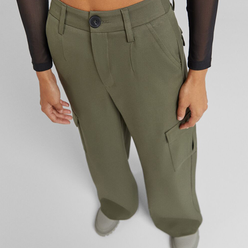 Tooling style wide-leg trousers