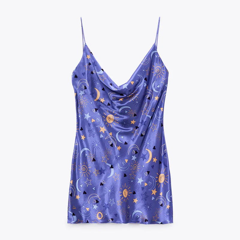PRINTED SATIN DRESS