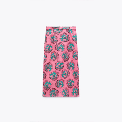 PRINTED LINEN BLEND SKIRT
