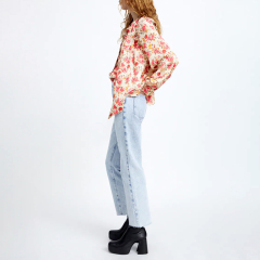 Flower print bow shirt