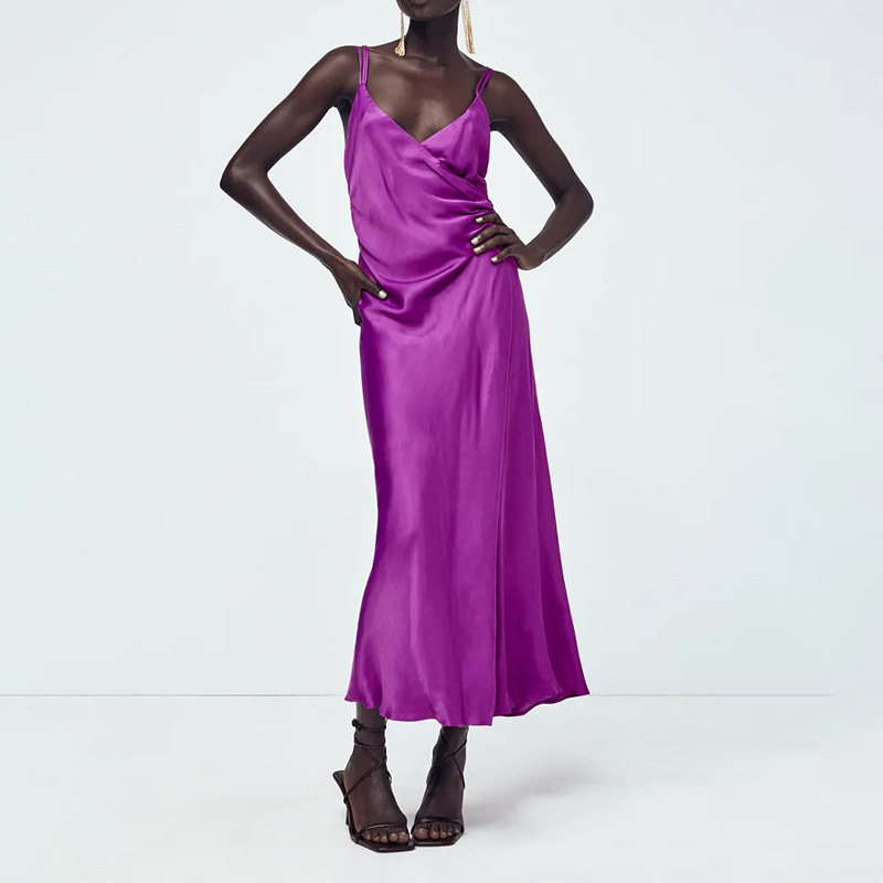 SATIN MIDI DRESS