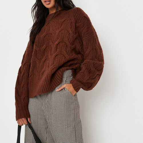 chocolate crew neck knit sweater