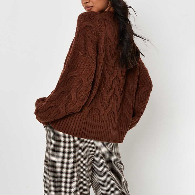 chocolate crew neck knit sweater