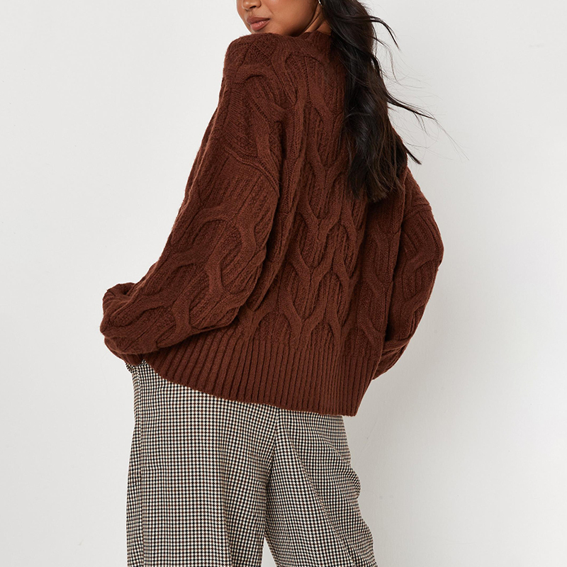 chocolate crew neck knit sweater
