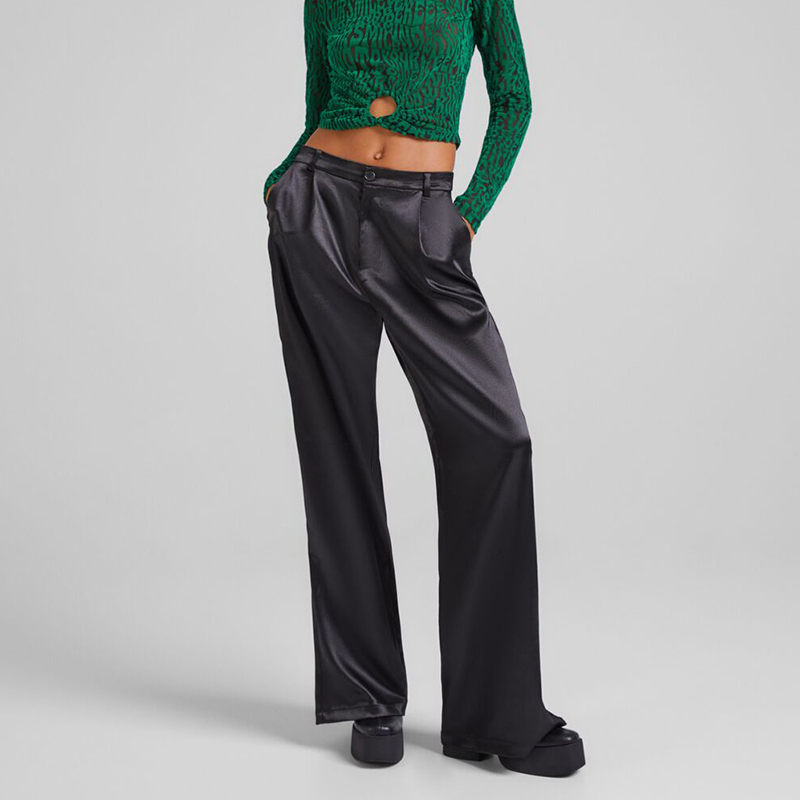 Satin wide-leg trousers