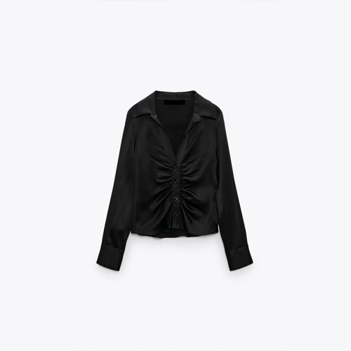 Slim-fit silk satin shirt