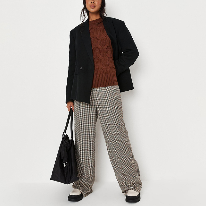 chocolate crew neck knit sweater