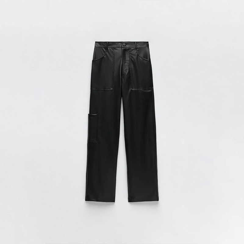 Faux Leather Cargo Pants
