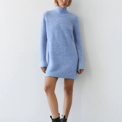 Half high neck knitted dress