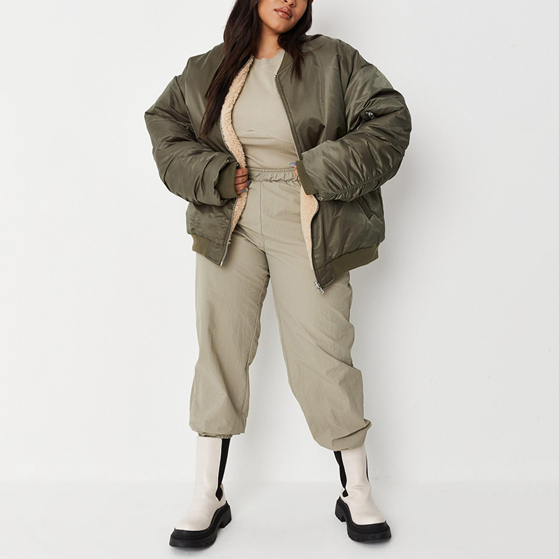 Reversible oversized bomber jacket