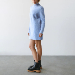 Half high neck knitted dress