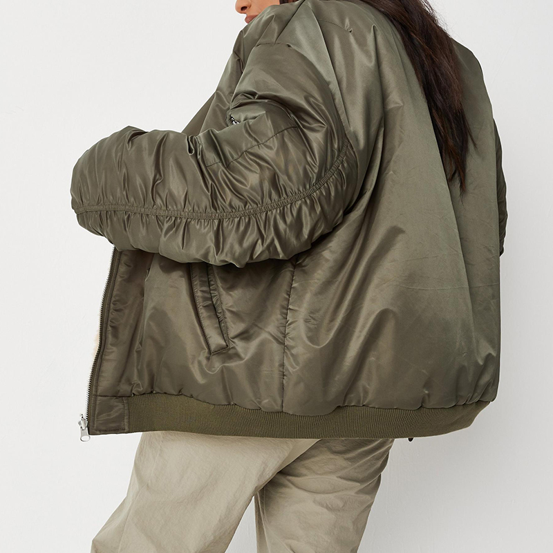 Reversible oversized bomber jacket