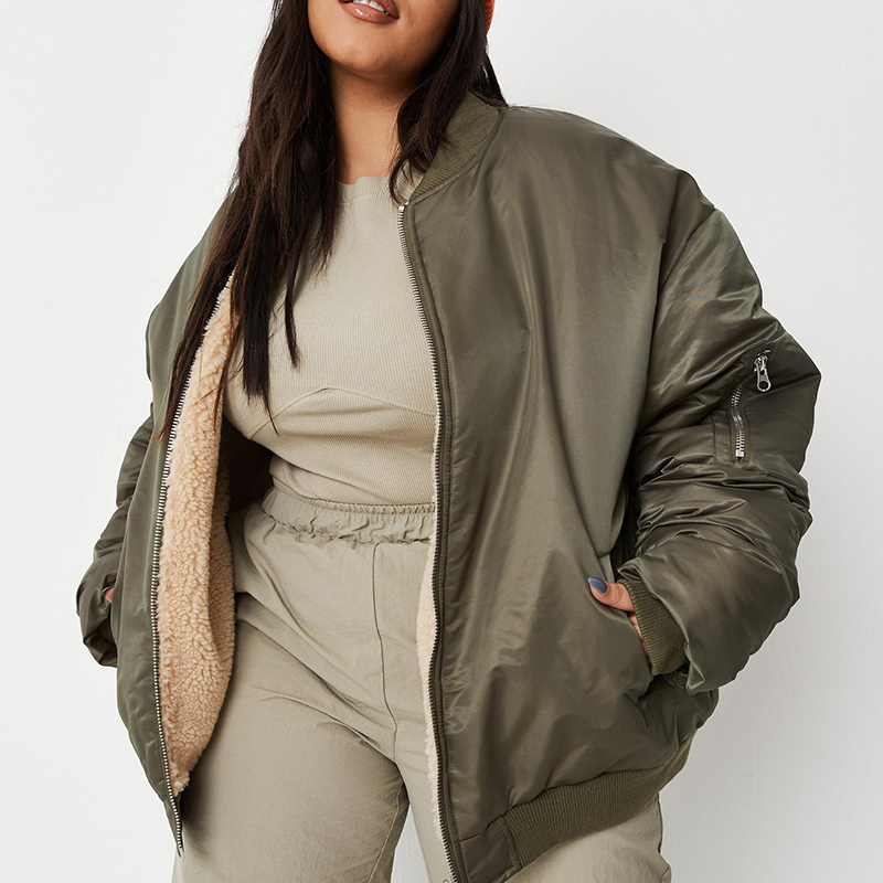 Reversible oversized bomber jacket