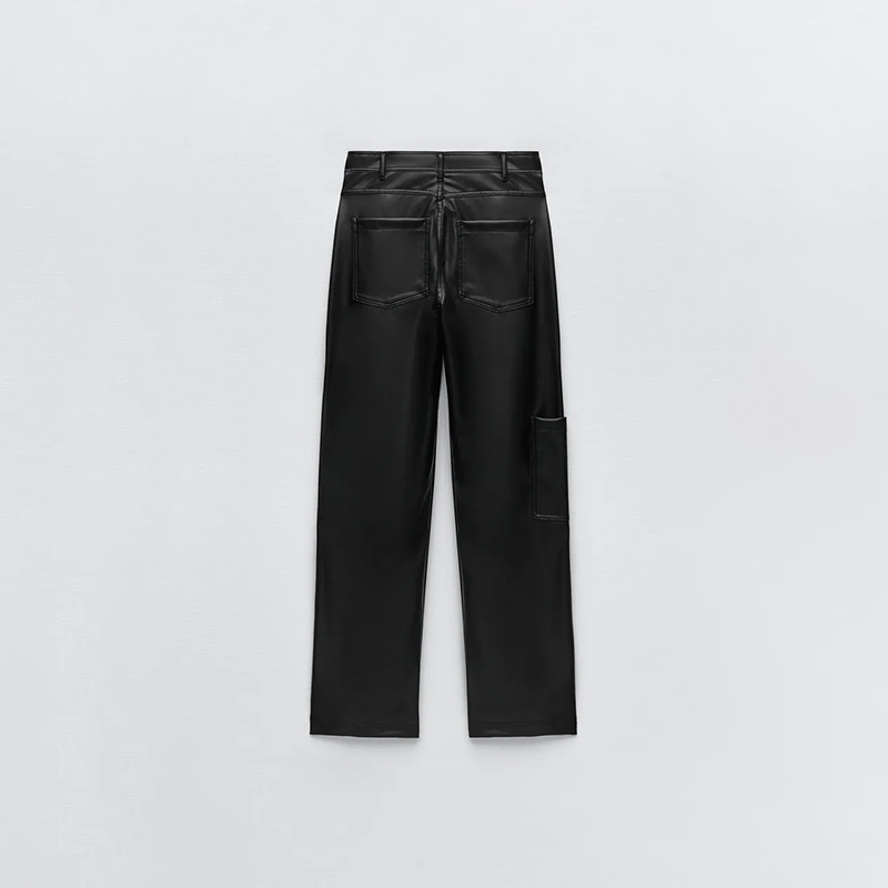 Faux Leather Cargo Pants