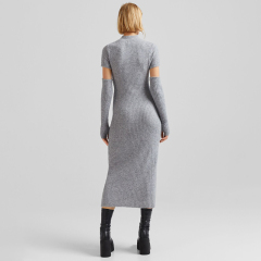 Sleeve design ribbed dress