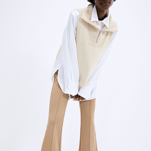 Zipper knitted sweater