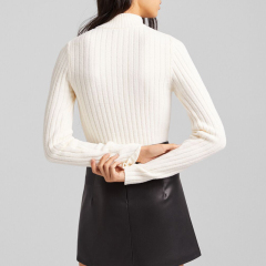 Zip-neck hollow knit sweater