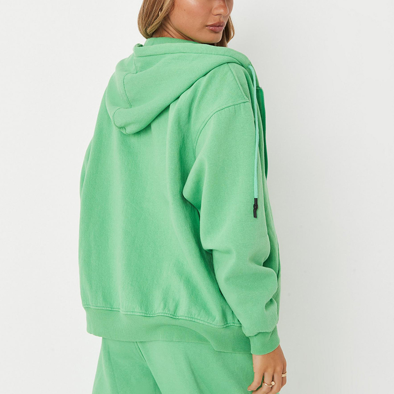 Fleeceback zip through oversized hoodie