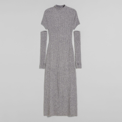 Sleeve design ribbed dress