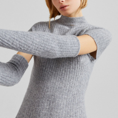 Sleeve design ribbed dress