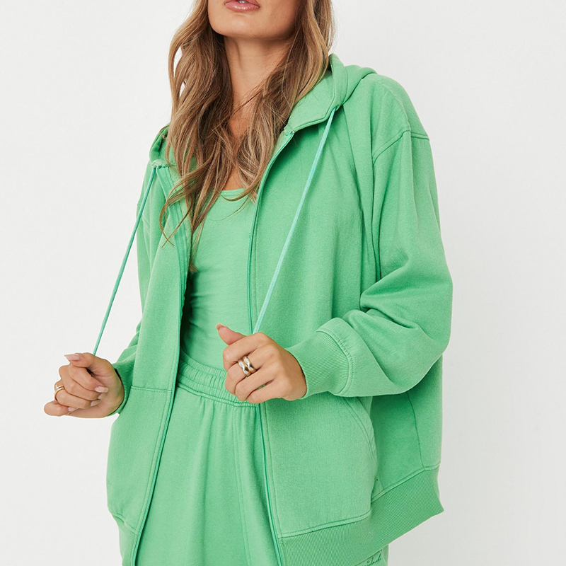 Fleeceback zip through oversized hoodie