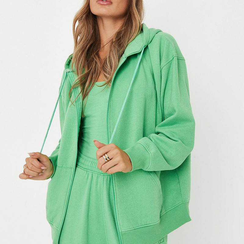 Fleeceback zip through oversized hoodie