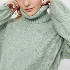 High neck cable knit sweater