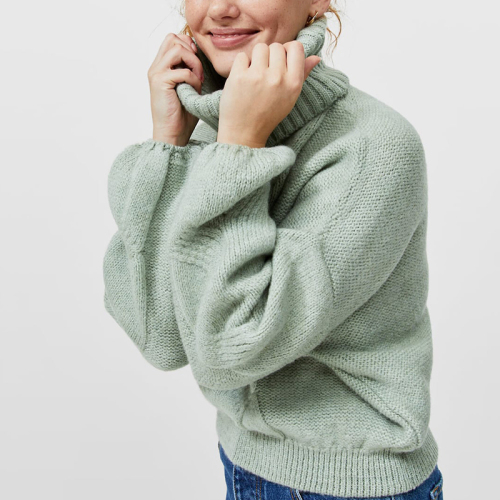 High neck cable knit sweater