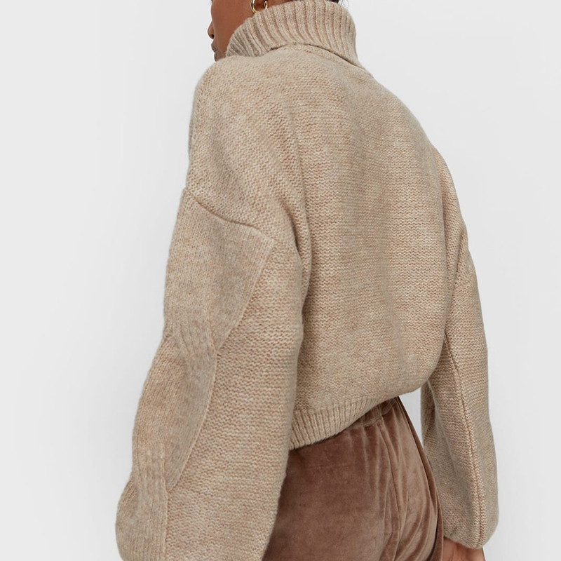 High neck cable knit sweater