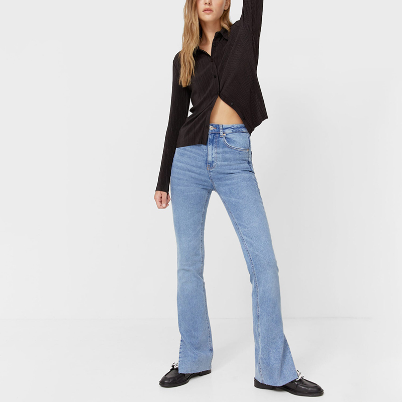 Slit flared jeans