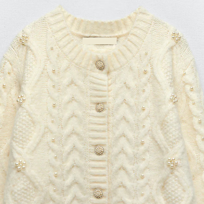 Pearl embellished knitted jacket