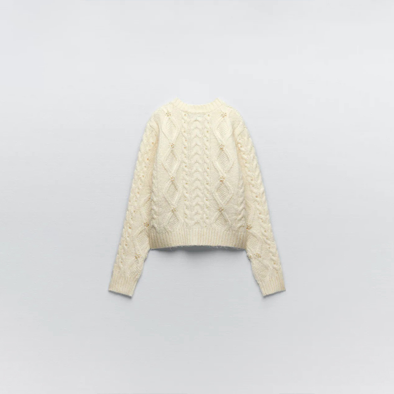 Pearl embellished knitted jacket