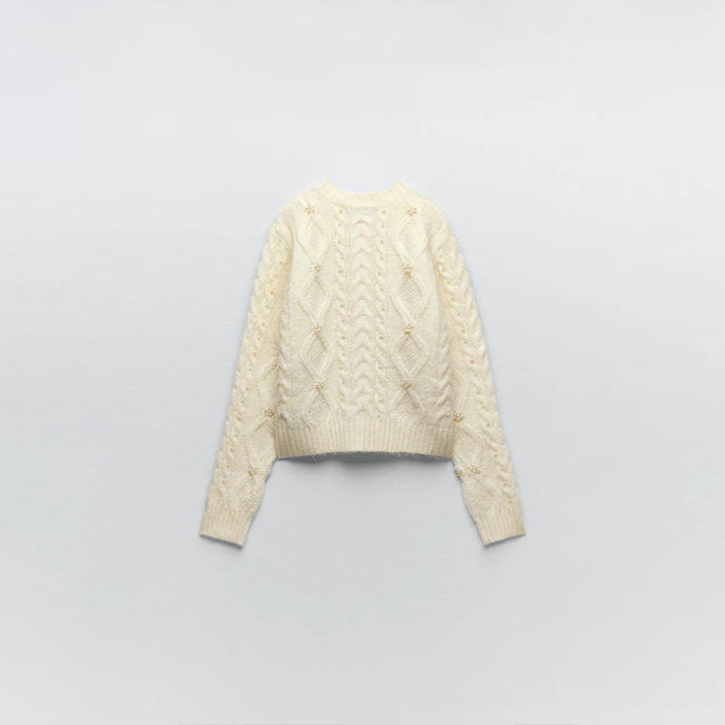 Pearl embellished knitted jacket